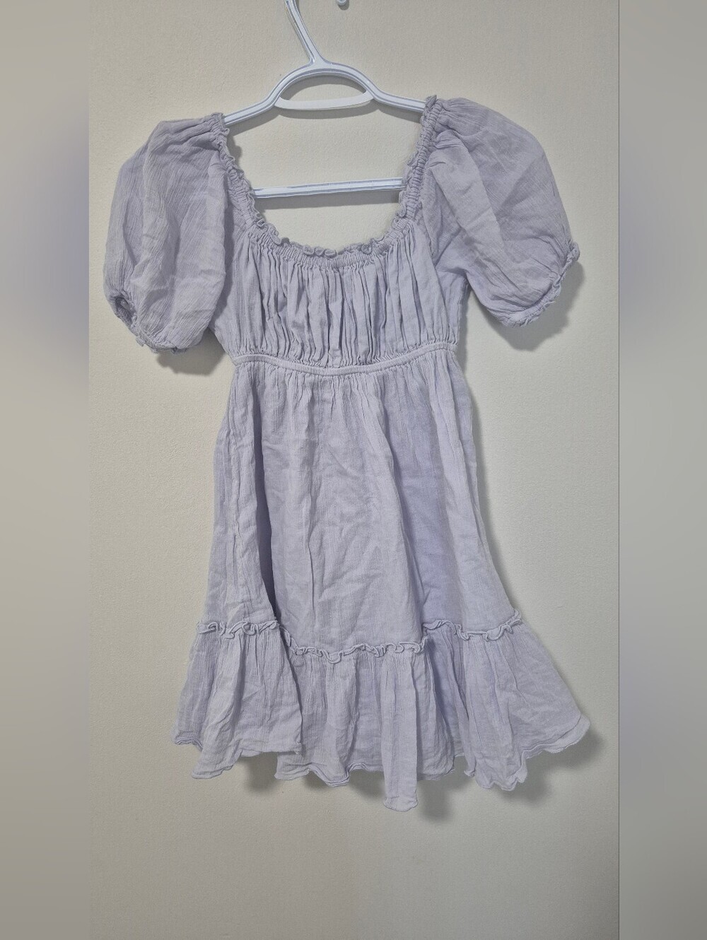 Sunday Best Lilac Puff-Sleeve Cotton Dress - Picture 3 of 7